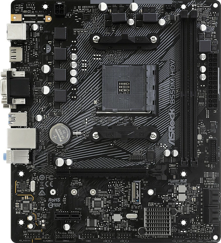 Pllakë amë ASRock B550M-HDV, AMD, Socket AM4, DDR4-SDRAM, 64 GB, DIMM