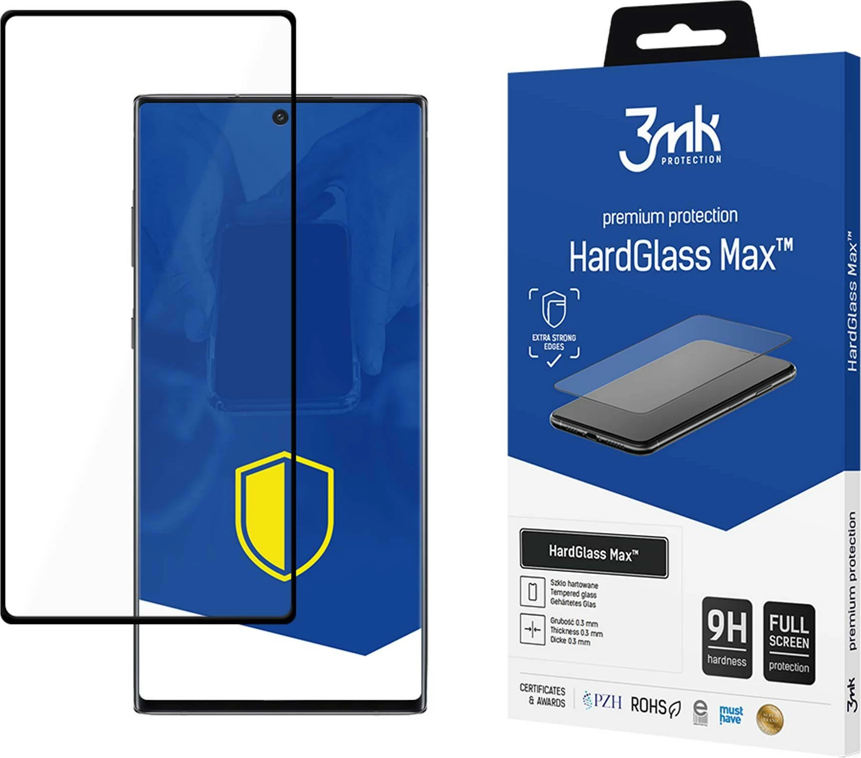 Xham i temperuar për ekran, 3mk HardGlass Max FingerPrint, për Samsung Galaxy Note 10+