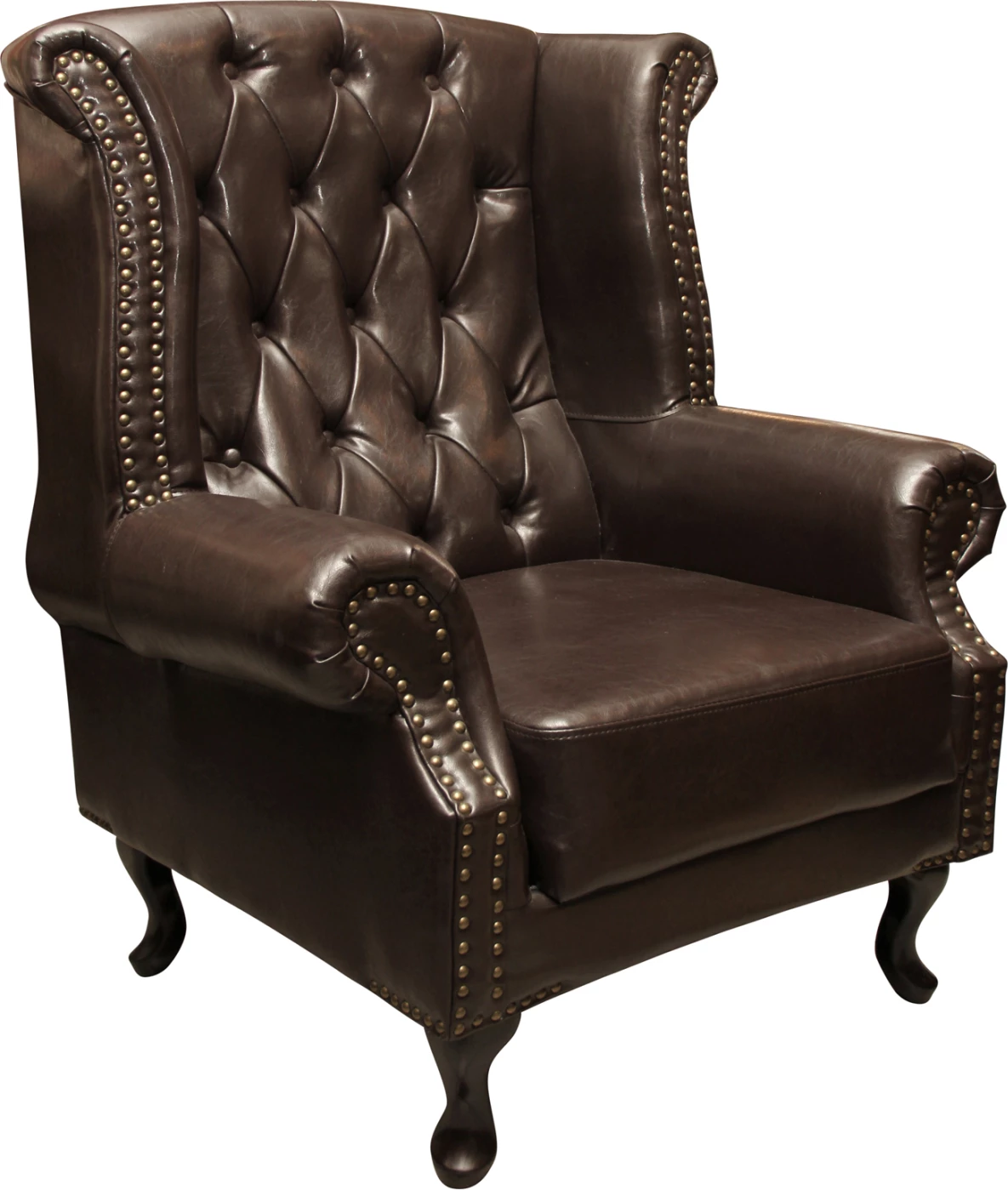 Fotelje Chesterfield-stil, Polina, FH0053.01, PU ngjyrë kafe e errët, 83x75x107 cm