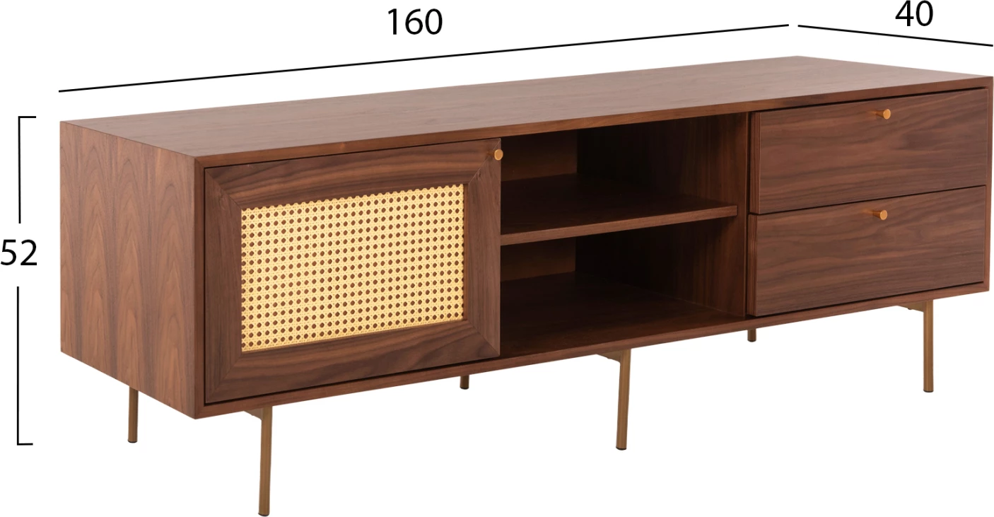 Kabinet TV MEEN FH9736 MDF me furnir arre-këmbë ari 160x40x52H cm