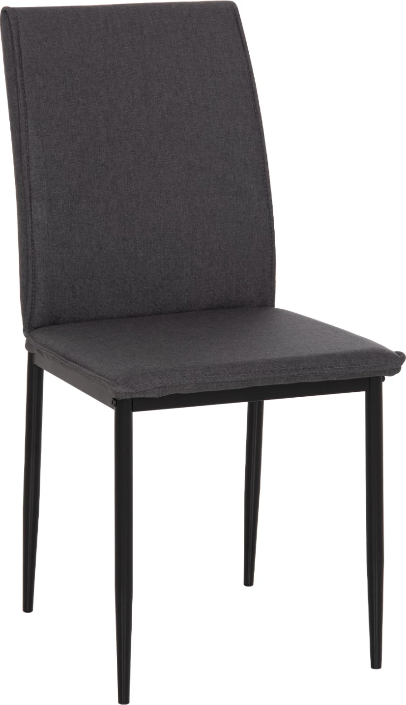 Karrige ngrënieje PERKY, set prej 4 copash, material gri, këmbë metalike të zeza, FH18347.01, 42x58x89.5cm