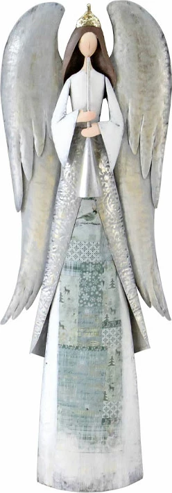 Dekor engjëll me krahë, shumëngjyrësh, metal, 23x11x68cm