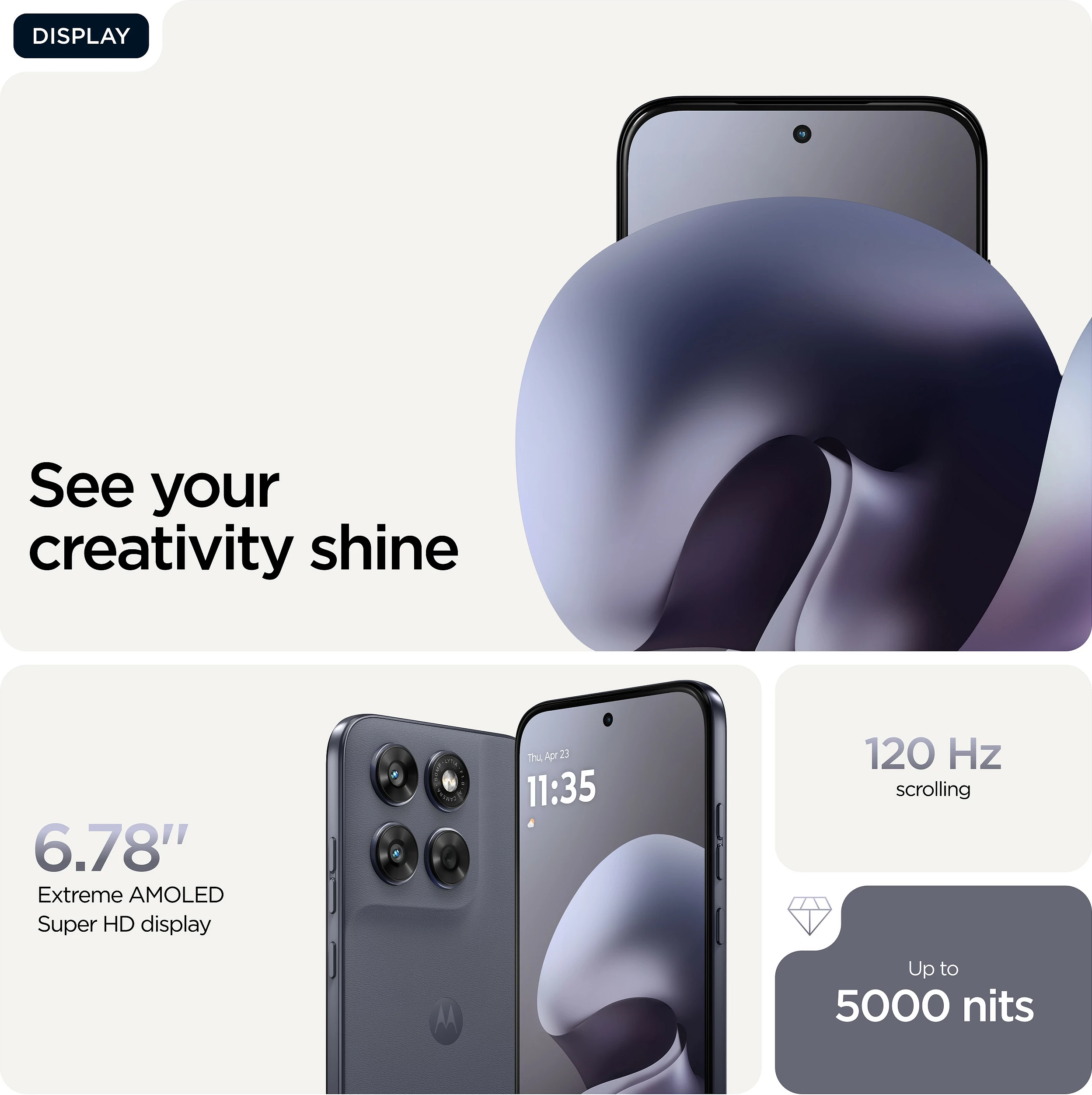 Celular Motorola moto g67, 4GB RAM Memorje, 128GB, 6.8" Extreme AMOLED, 50MP, 5G, Android 16, Gri (PANTONE Arctic Seal)