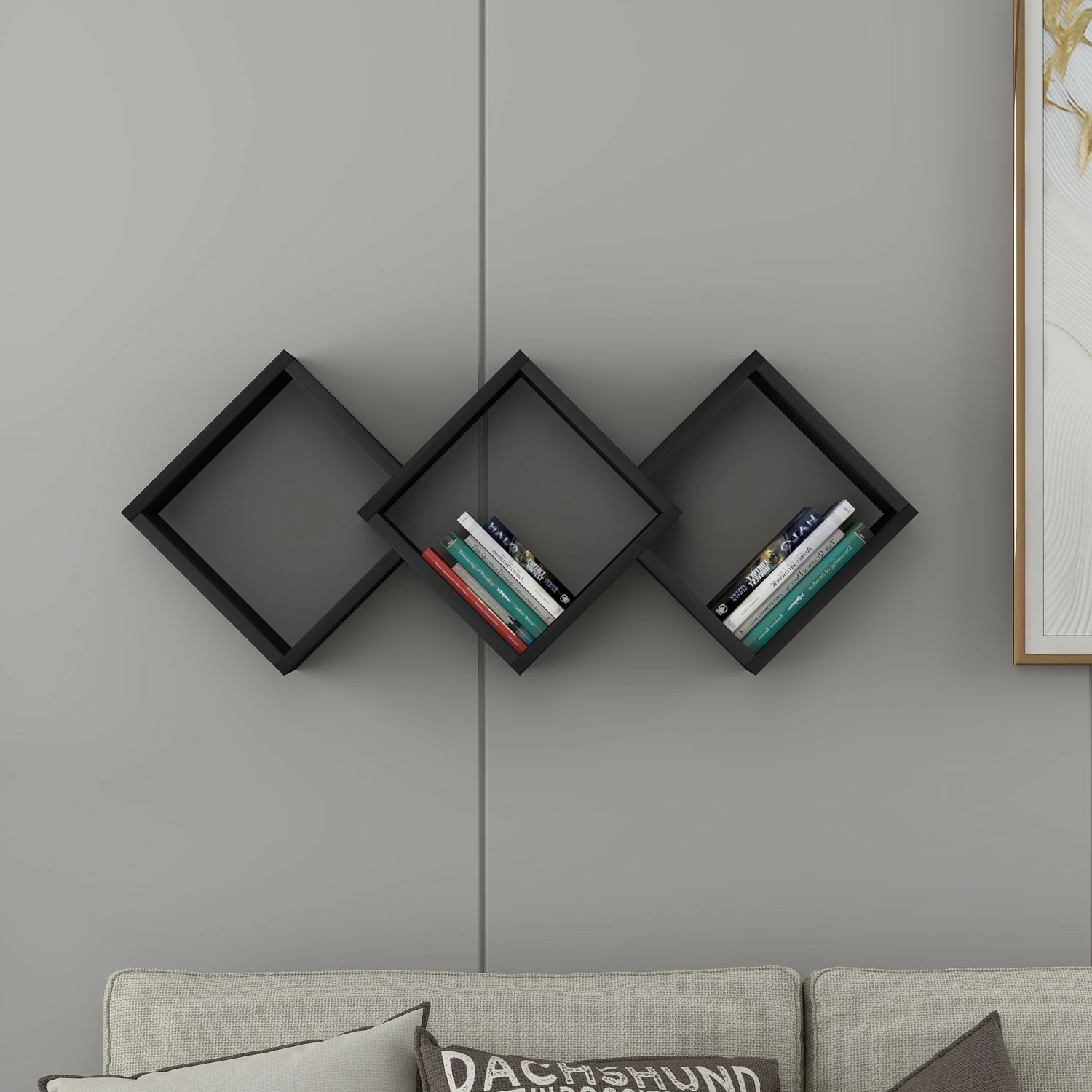 Raft muri Skye Decor, ngjyrë e zezë, Glaxy