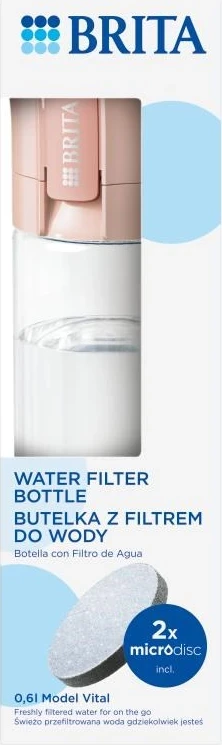 Shishe filtruese UJI Brita Vital, 600 ml, 2x filter, rozë