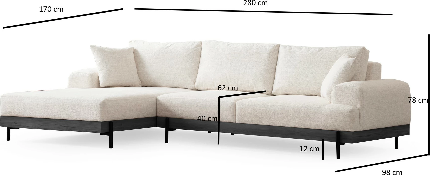 Këndare Atelier del Sofa, e zezë majtas - e bardhë