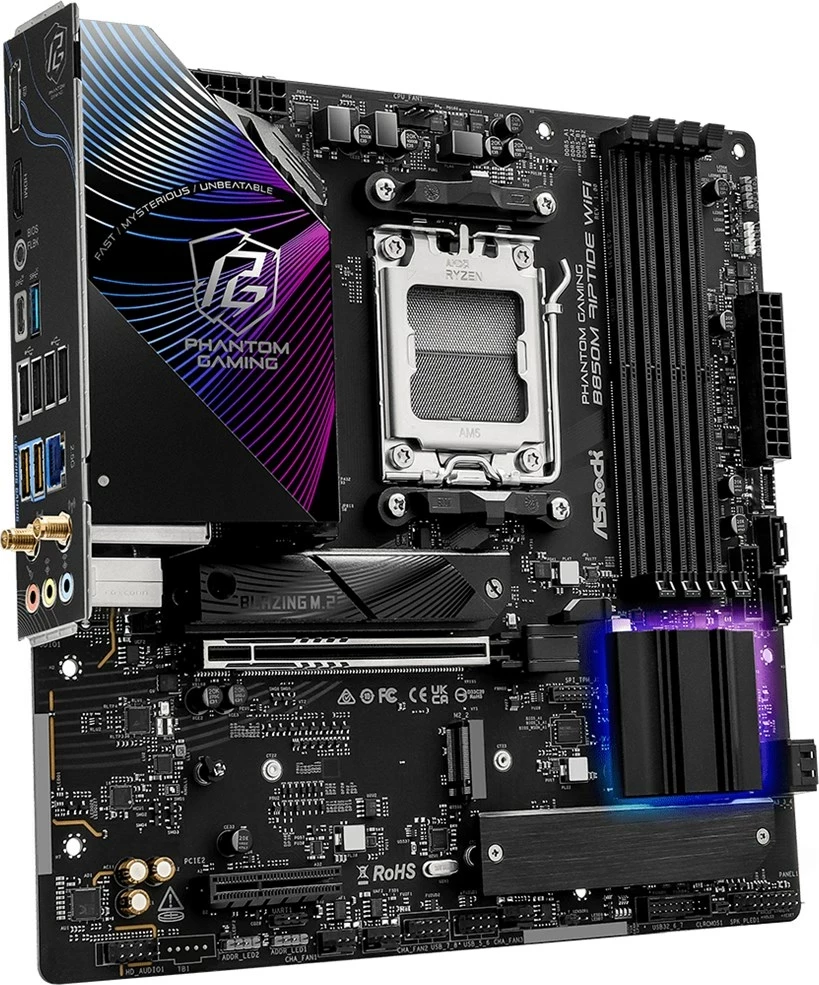 Pllakë amë Asrock Phantom Gaming B850M Riptide WiFi, Socket AM5, micro ATX, e zezë