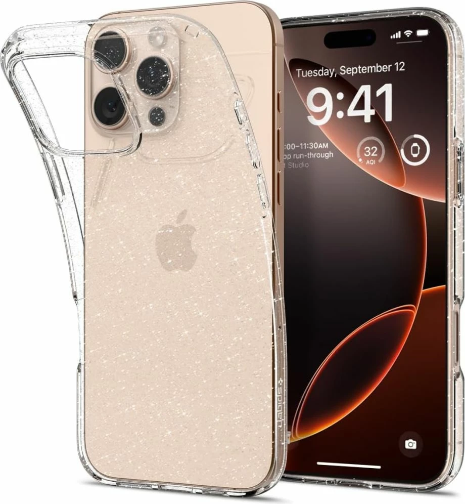 Mbështjellës Spigen Liquid Crystal për iPhone 16 Pro Max, Transparent Glitter
