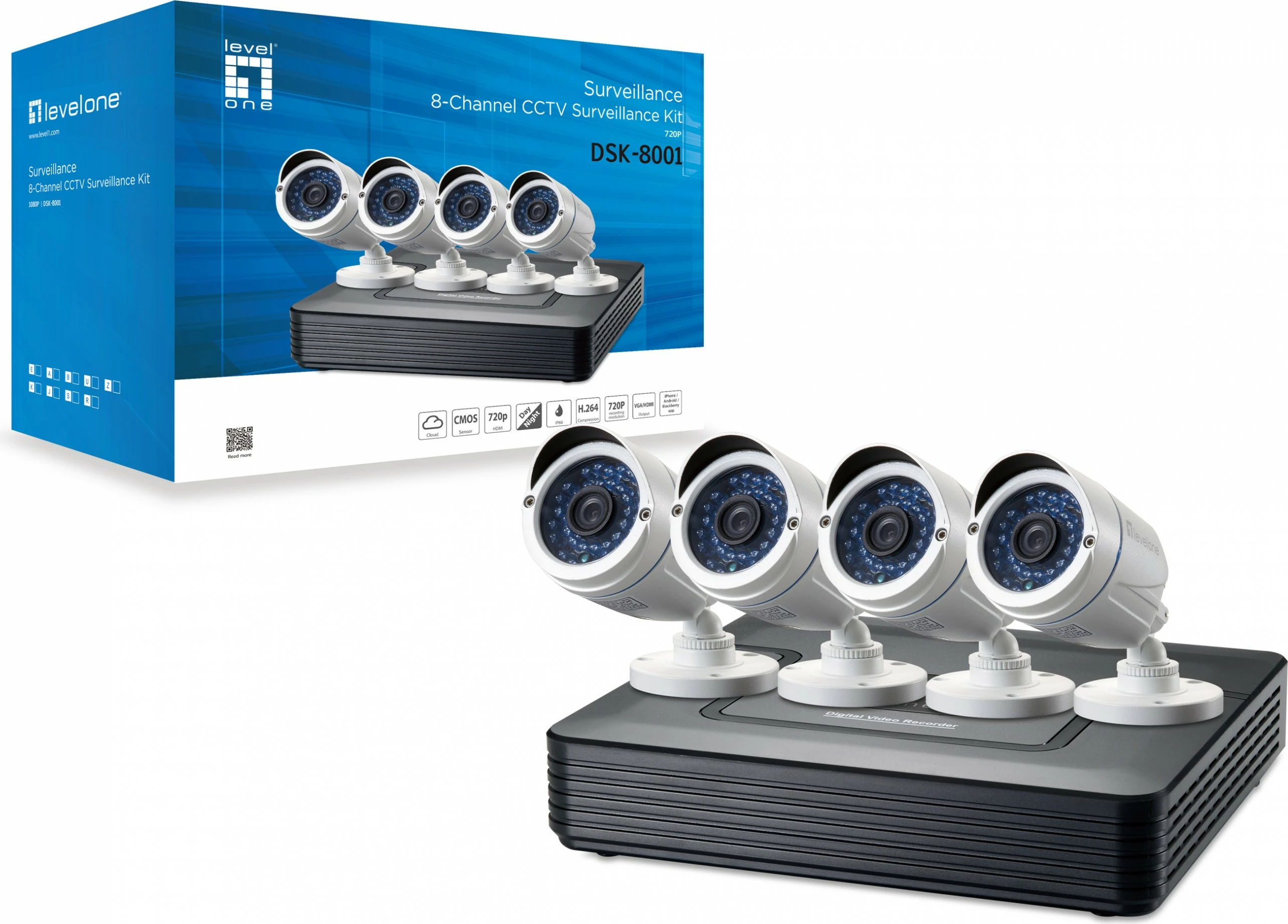 Sistem survejimi LevelOne DSK-8001, me kabllo, Bullet, BNC, për brenda/jashtë, 18 m, 30 m