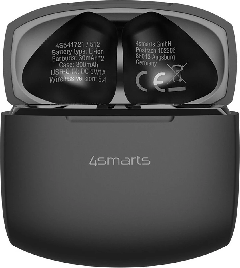Kufje 4smarts SkyBuds Air, TWS Bluetooth 5.4, me kutizë karikimi wireless, të zeza