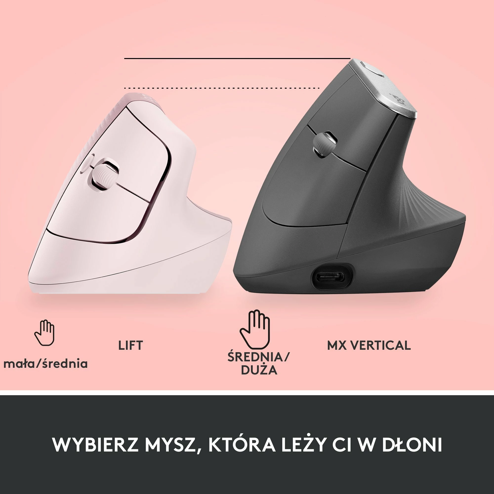 Maus Logitech Lift 910-006478 ergonomik vertikal wireless 4000 DPI, roze