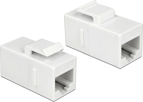Adapter Keystone RJ-45 DeLOCK 86379, Cat6, femër-femër, me kënd, i bardhë
