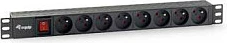 Shirit prizash rack 19" Equip 61-314, 8x prizë FR, 1U, 16A, kabllo 1.8 m, switch, i zi