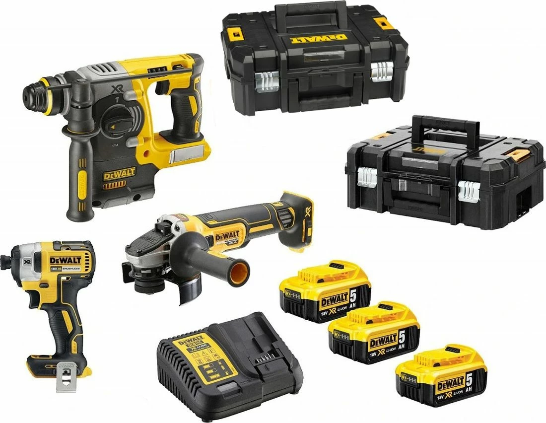 Set veglash elektrike me bateri DeWalt DCK305P3T 18V XR, 9 copë, 3x 5.0Ah, 2 valixhe TSTAK