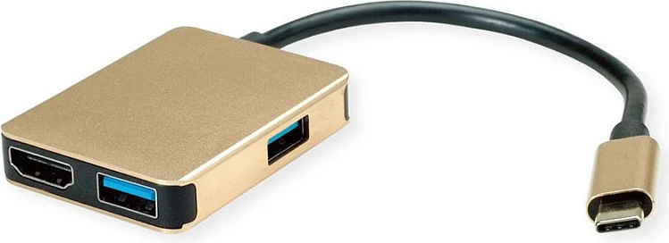 Hub USB-C ROLINE 12.02.1120, HDMI 4K@60Hz, 2x USB-A 3.2 Gen 1, USB-C PD, Gold