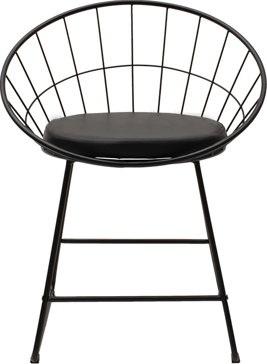 Karrige me metal të zi dhe jastëk PVC të zi