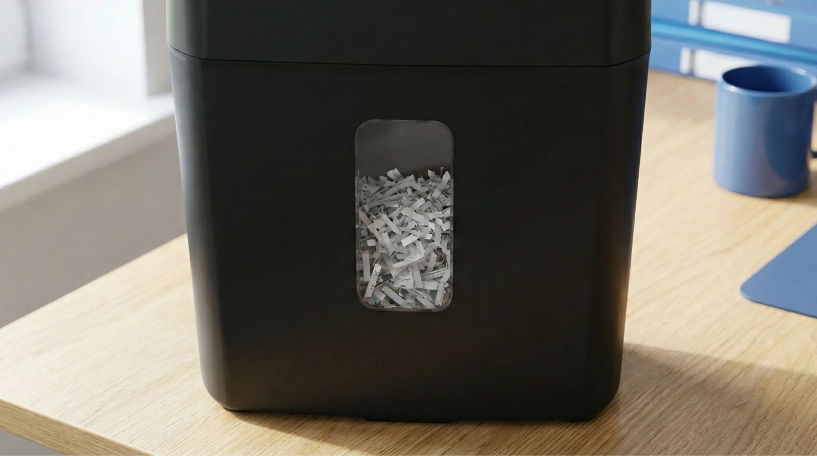 Shredder dokumentesh Savio ND-01, cross-cut P-4, 6 fletë, kosh 11.5 L, i zi