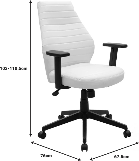 Karrige menaxheri për zyre Benno, lëkurë artificiale e bardhë