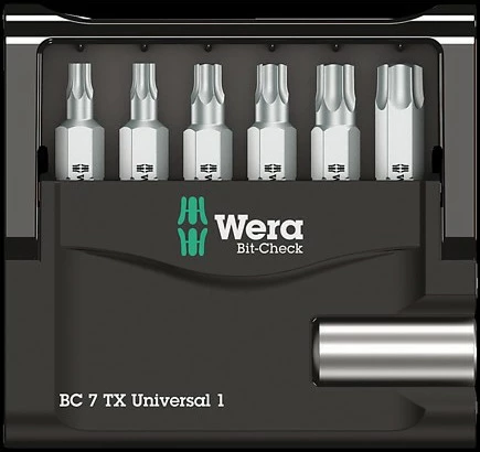 Set bitash Torx Plus Wera 6 copë, 25mm, me mbajtës universal