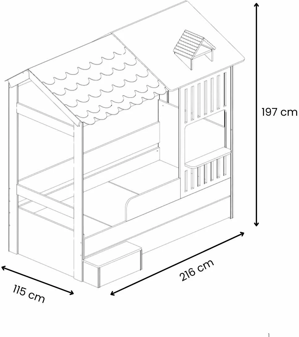 Krevat shtëpi për fëmijë, ngjyrë rozë dhe gri, Skye Decor, Ayder