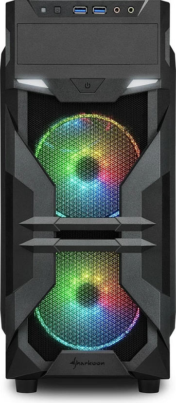 Kasë Sharkoon VG7-W RGB, midi tower, ATX, dritare akrilike, RGB, e zezë
