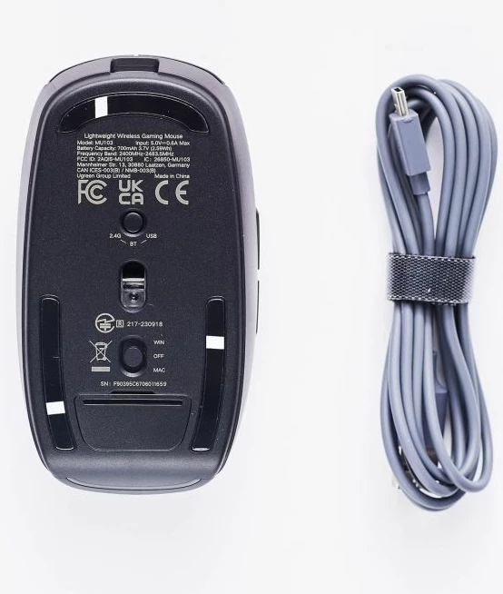 Maus UGREEN 90539, 5000 DPI, 2.4G + Bluetooth 5.0 + USB, bateri 700mAh, zi