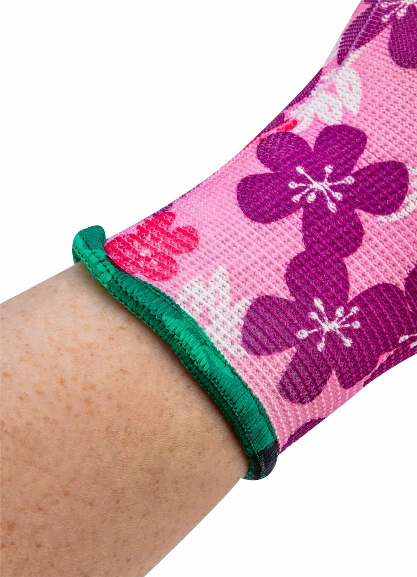 Dorëza kopshti Verto madhësi 8, të thuruna poliester, me lule rozë/vjollcë, 1 palë