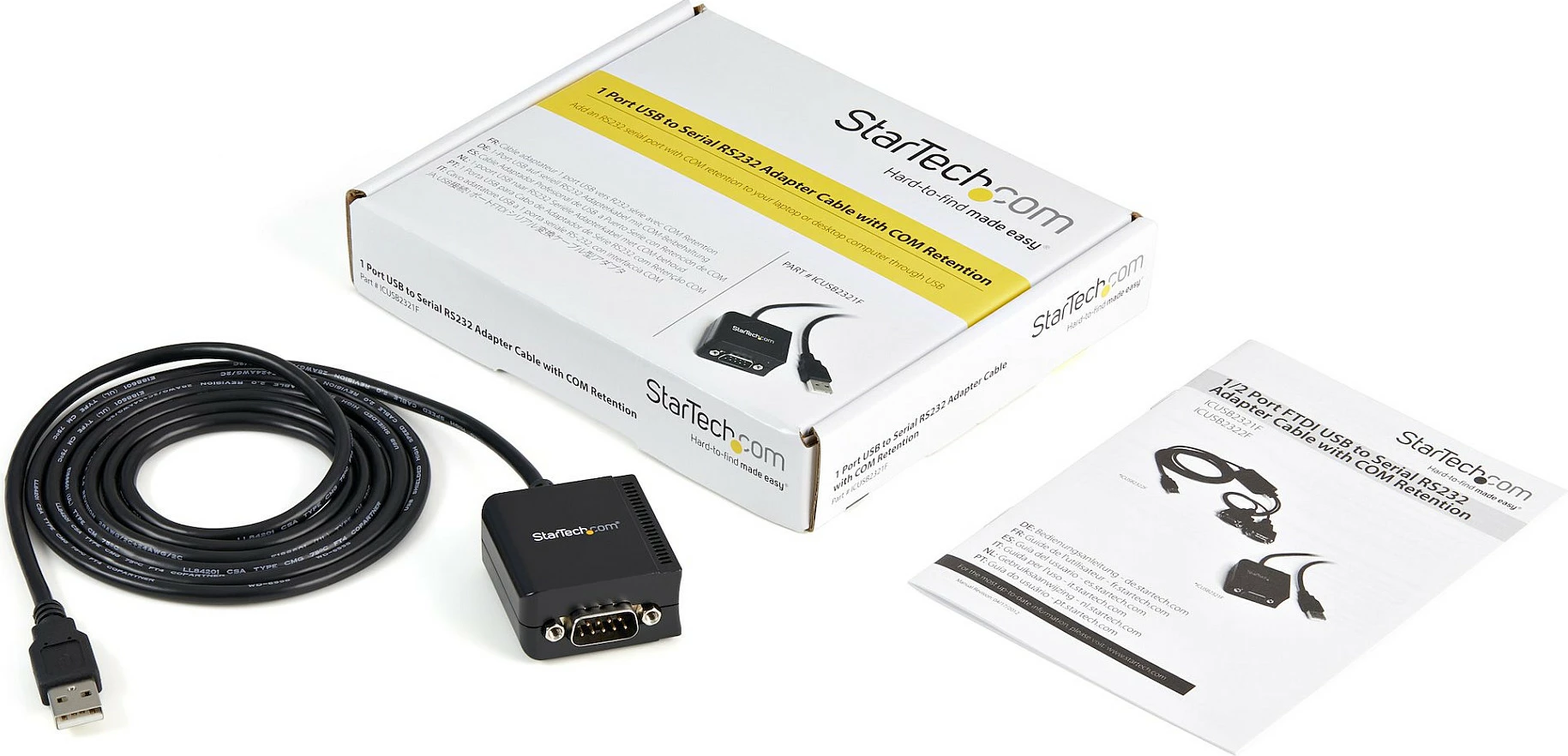 Kabllo adapter USB në Serial RS232 StarTech ICUSB2321F, DB9, USB 2.0 A, 0.2 m, i zi