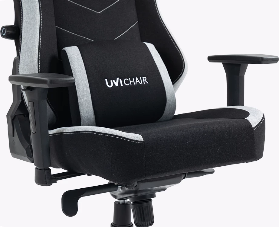 Karrige gaming UVI Alpha UVIB002, mbulesë mikrofibër, shpinore 180°, mbështetje mesi e rregullueshme, gri