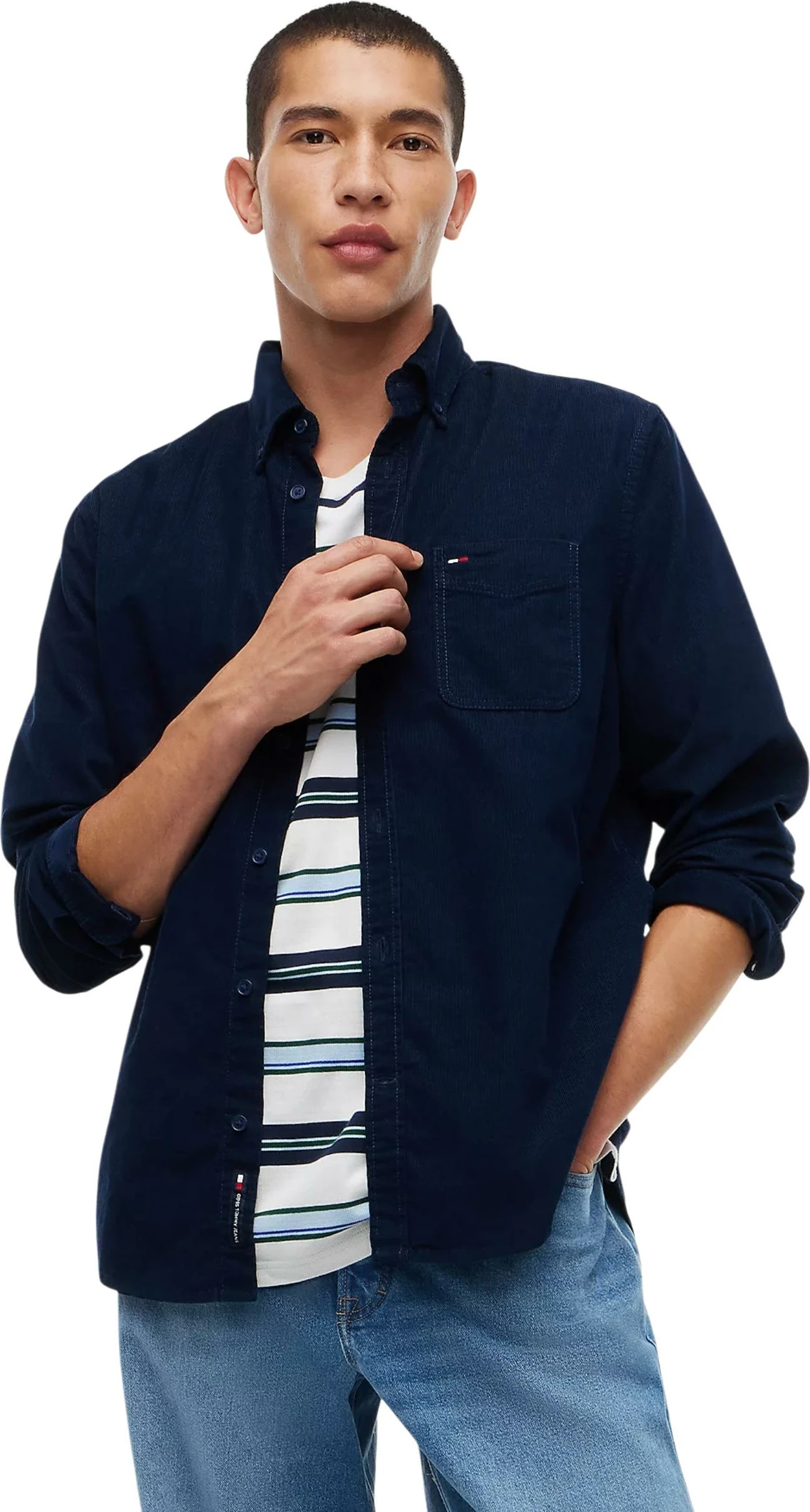 Këmishë me mëngë të gjata për meshkuj Tommy Hilfiger Jeans DM0DM23517, blu e errët
