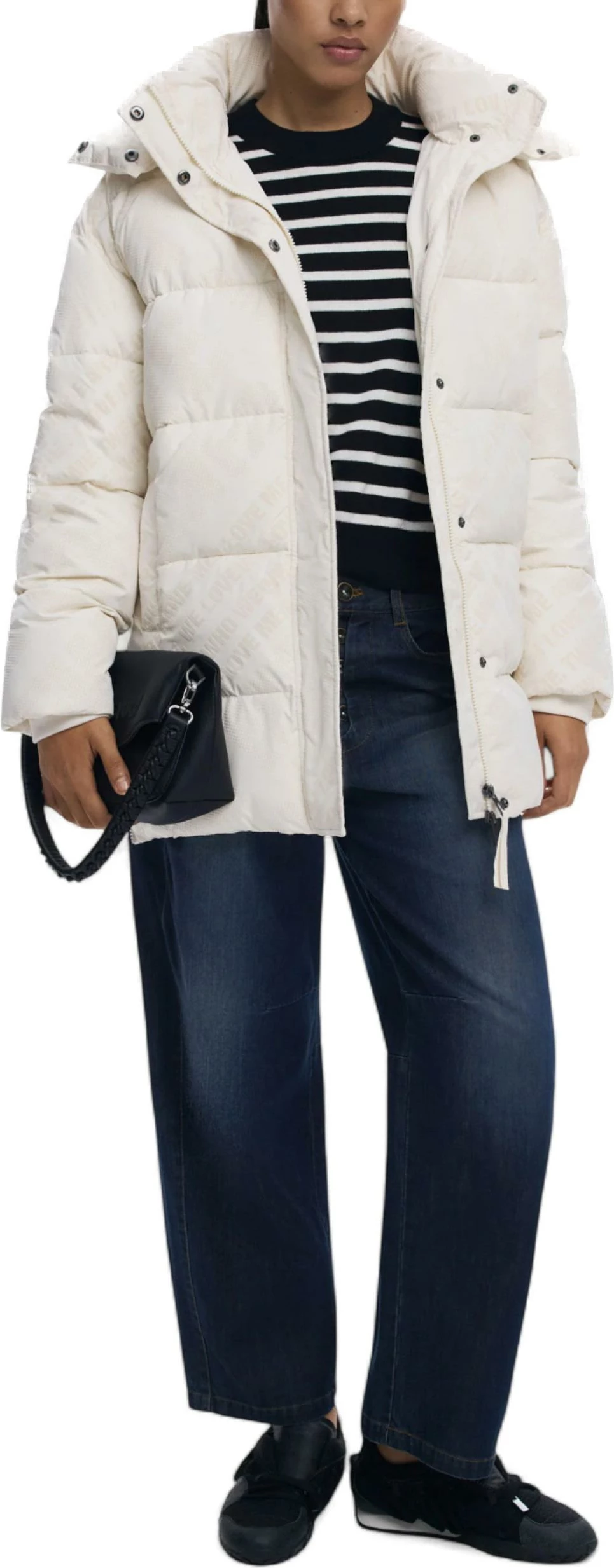 Jakne për femra Desigual PADDED_CADERA_FLOCK 25WWEW23, krem e çelët [Madhësia: M]