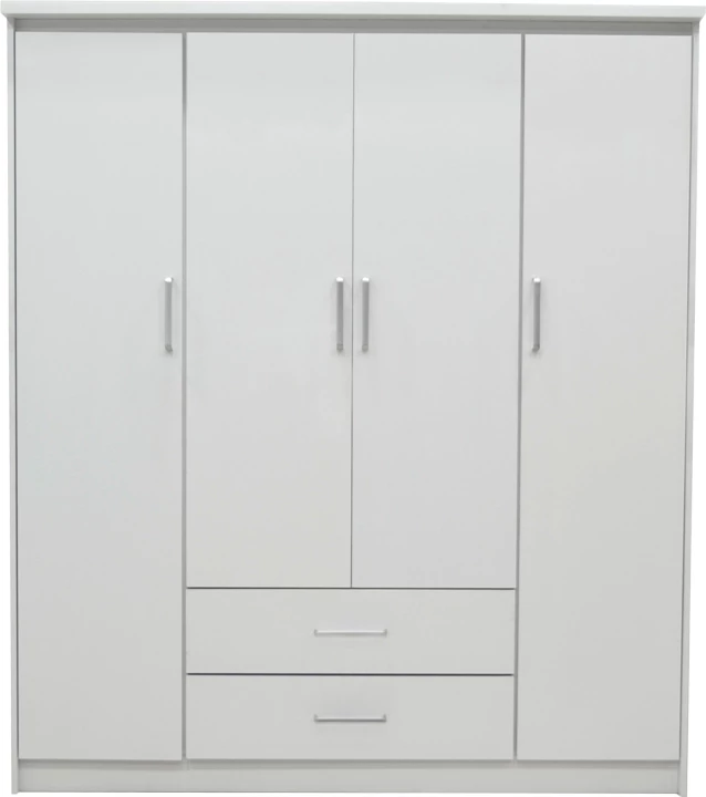 Dollap Olympus me 4 dyer dhe sirtarë, ngjyrë e bardhë, 159x57x183cm