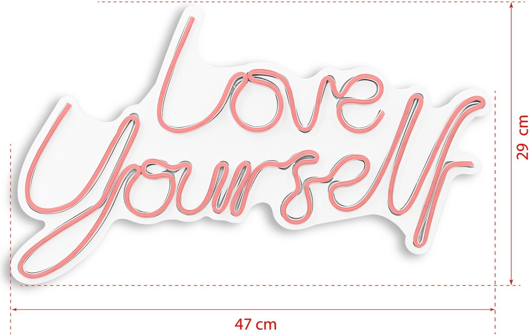 Dritë dekorative LED, plastikë, 'Love Yourself', ngjyrë rozë