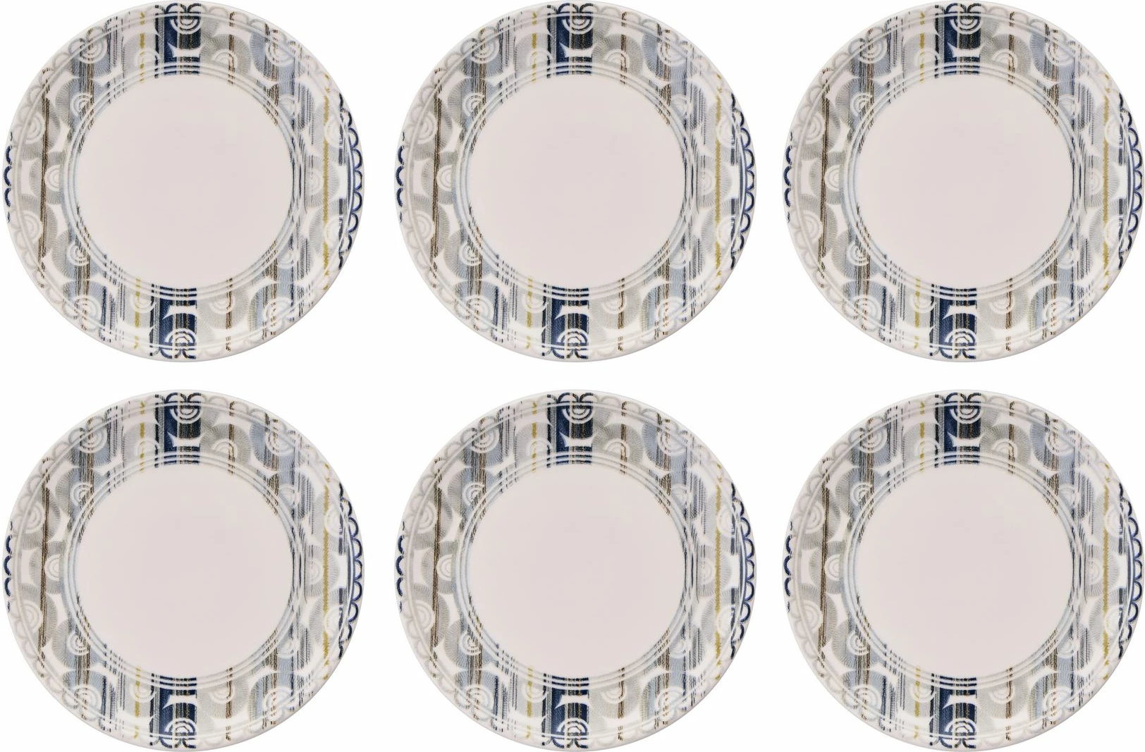 Set pjatash për ëmbëlsira, 6 copë, Hermia Concept, vija gri