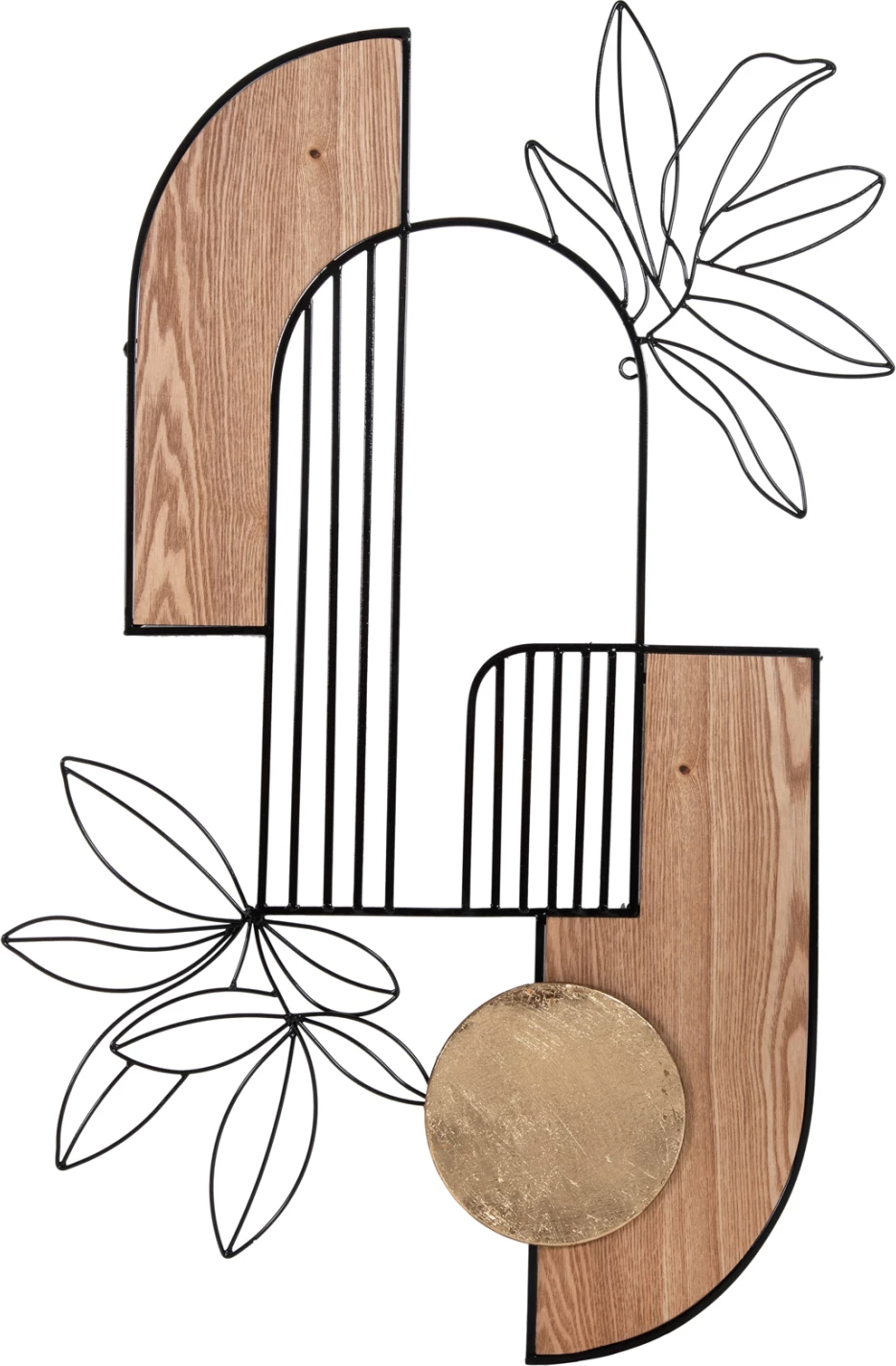 Dekor për mur, ngjyrë druri natyral dhe metal i zi, FH4218, 66x100 cm