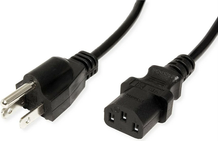 Kabllo rryme VALUE NEMA 5-15P në IEC C13, 1.8 m, 10A, e zezë