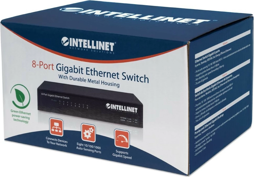 Switch Intellinet 8 porta Gigabit, desktop, metalik
