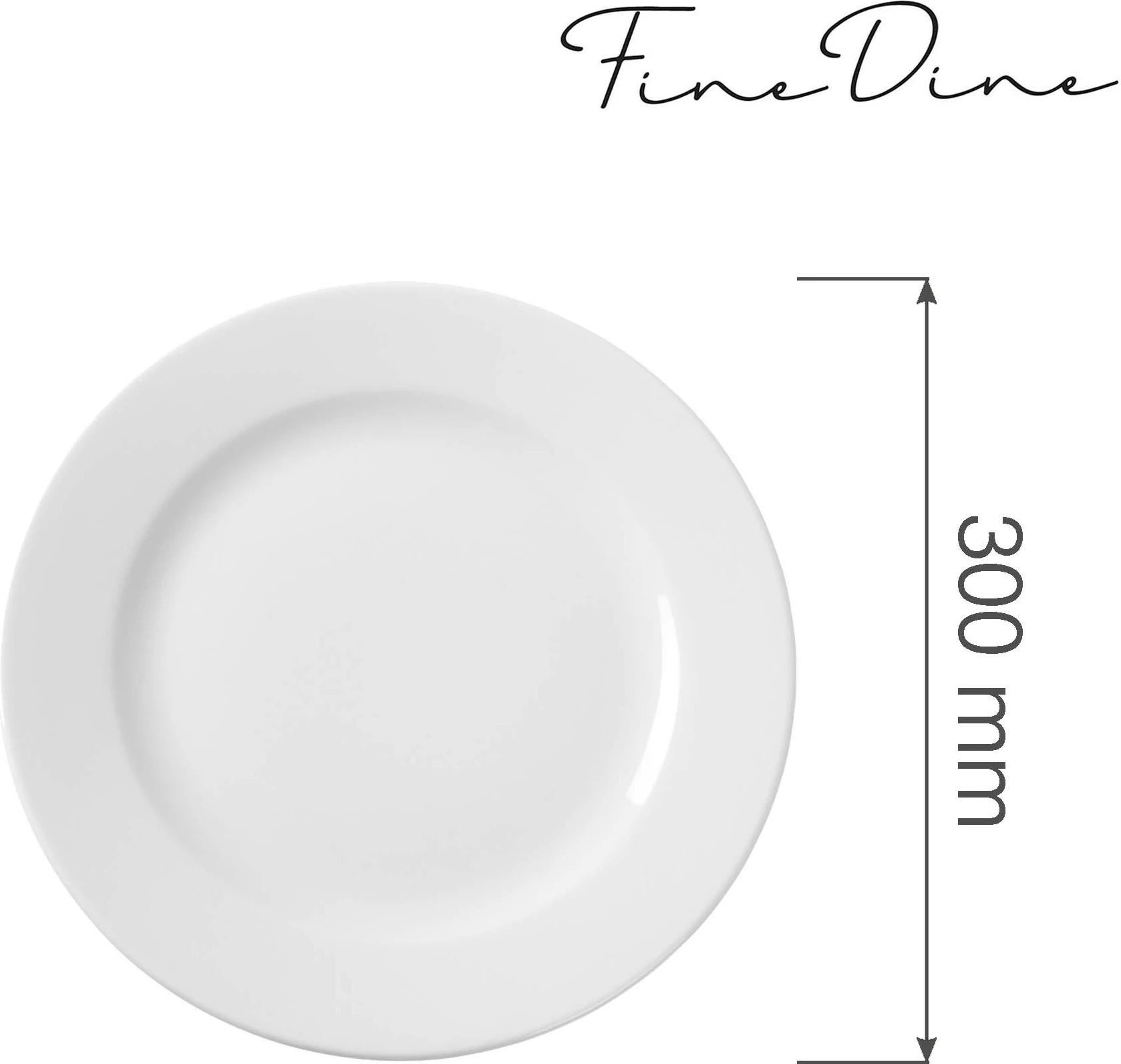 Pjatë e rrafshët Fine Dine Bianco Ø300 mm, e bardhë, set 6 copë