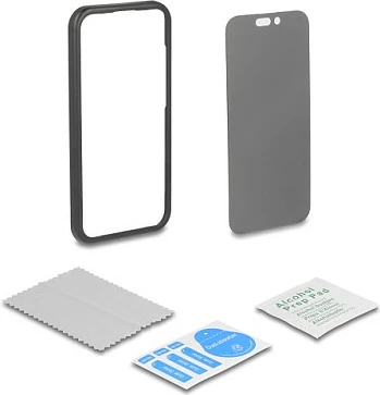Mbrojtëse ekrani DeLOCK 81281 për iPhone 16, privacy tempered glass 9H, 6.1", e zezë/transparent