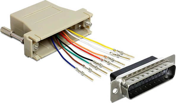 Adapter DeLOCK 65433, Sub-D 25-pin në RJ45, zi/gri/argjend