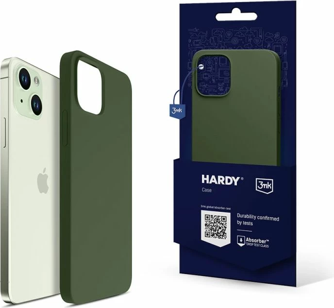Kapak telefoni 3mk Hardy Silicone MagCase për iPhone 15 Plus, i gjelbër