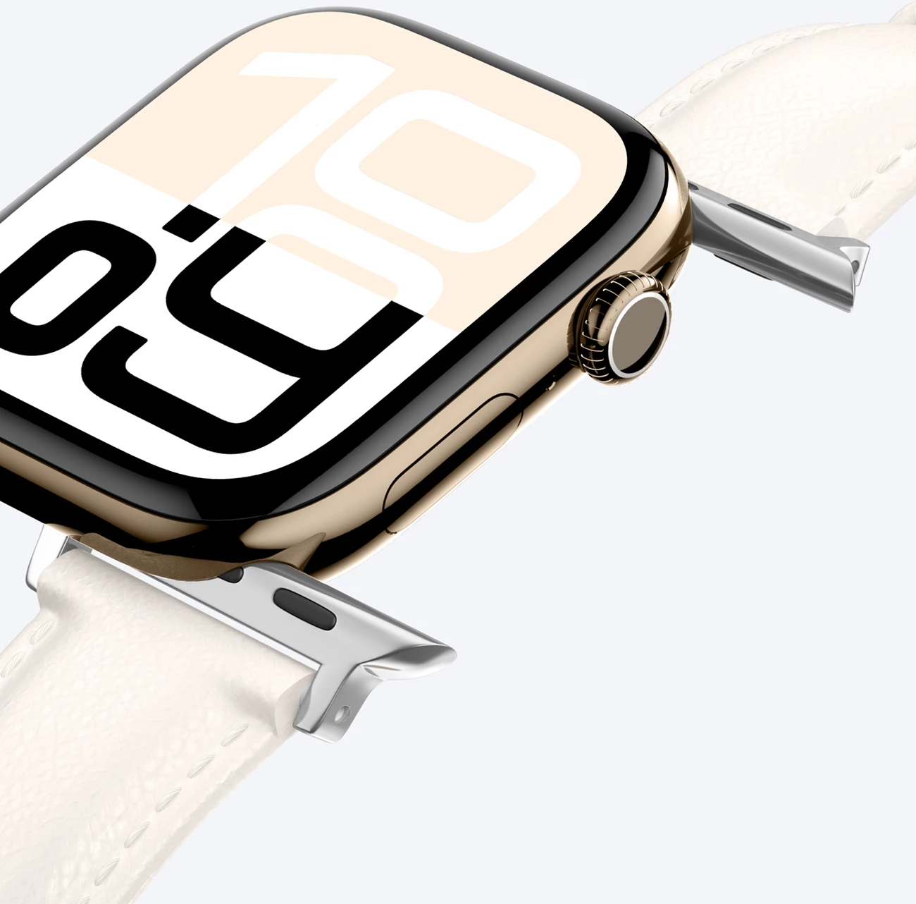 Rrip lëkure për Apple Watch AmazingThing Class Band, 45/46/49 mm, Bezhe e çelët