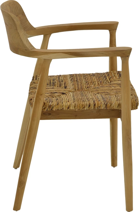 Karrige me krahë Denverone dru teak natyral-litar banane 57x54x79cm