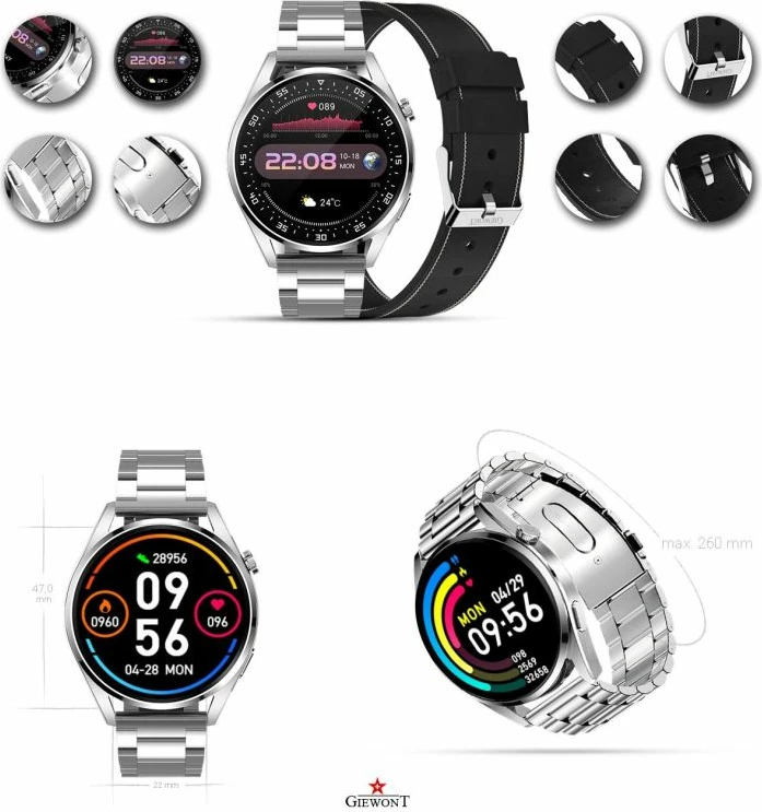 Smartwatch Giewont për meshkuj, argjendi