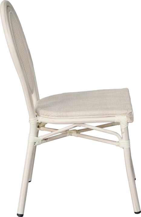 Karrige e grumbullueshme Nacia, alumin-tekstilen, e bardhë, 45x59x85cm