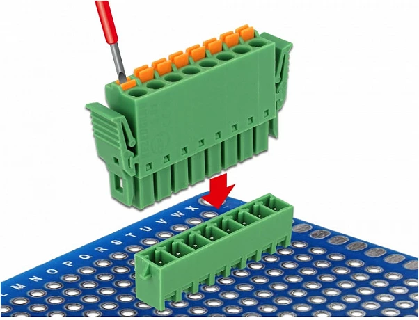 Bllok terminali PCB DeLOCK 65974, 8-pin, AWG 24-12, i gjelbër