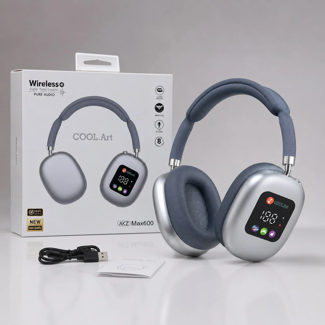 Kufje Wireless me ekran touch, Art AKZ Max600 Over-Ear me Super Bass