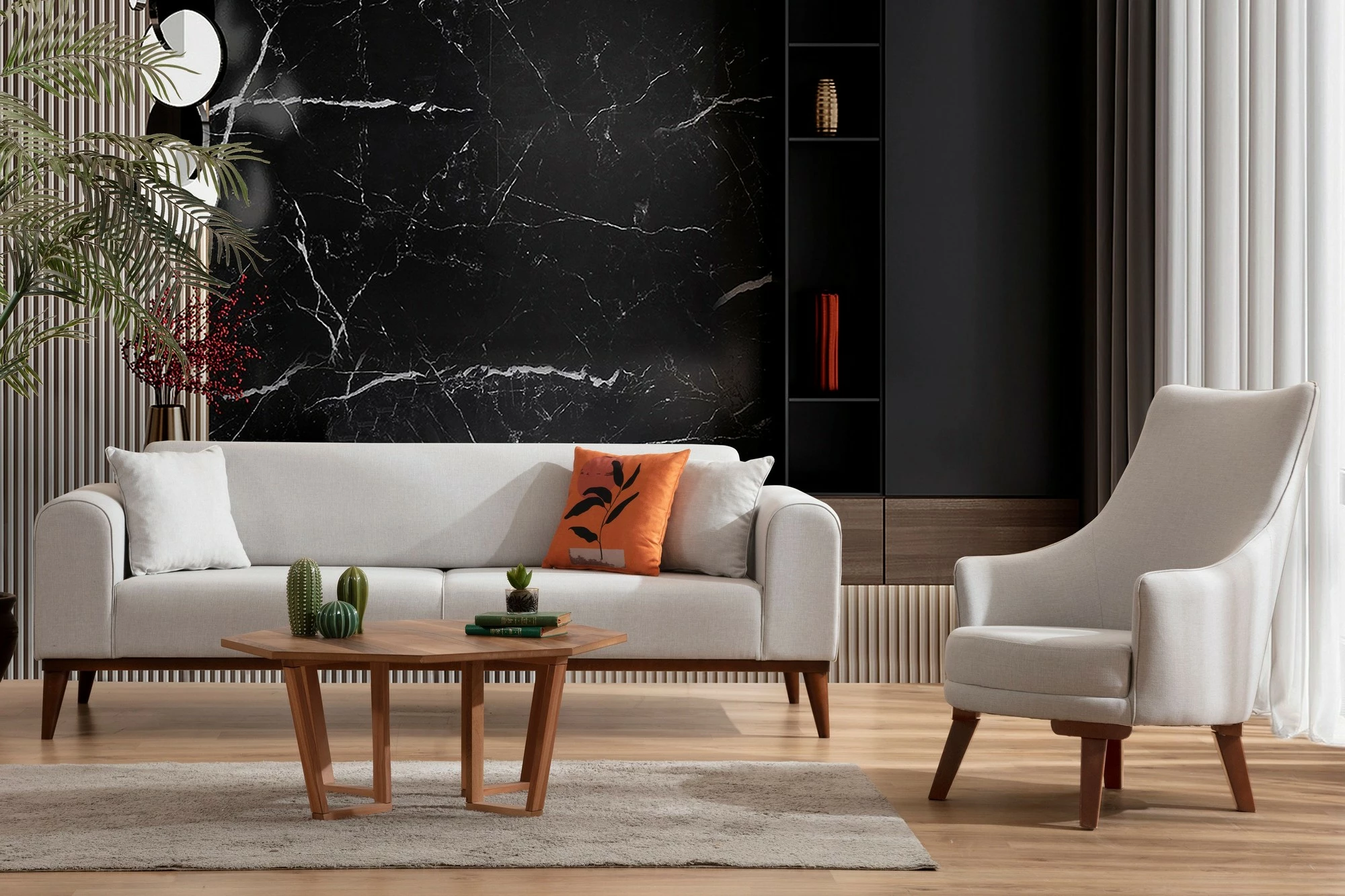 Divan-krevat treshe Atelier del Sofa, Cofi 3 vendësh, ngjyrë krem