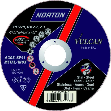 Disk prerës Norton Clipper Vulcan Metal/Inox A60S6BF41 125 x 22.23 x 1.0 mm (66252925433)