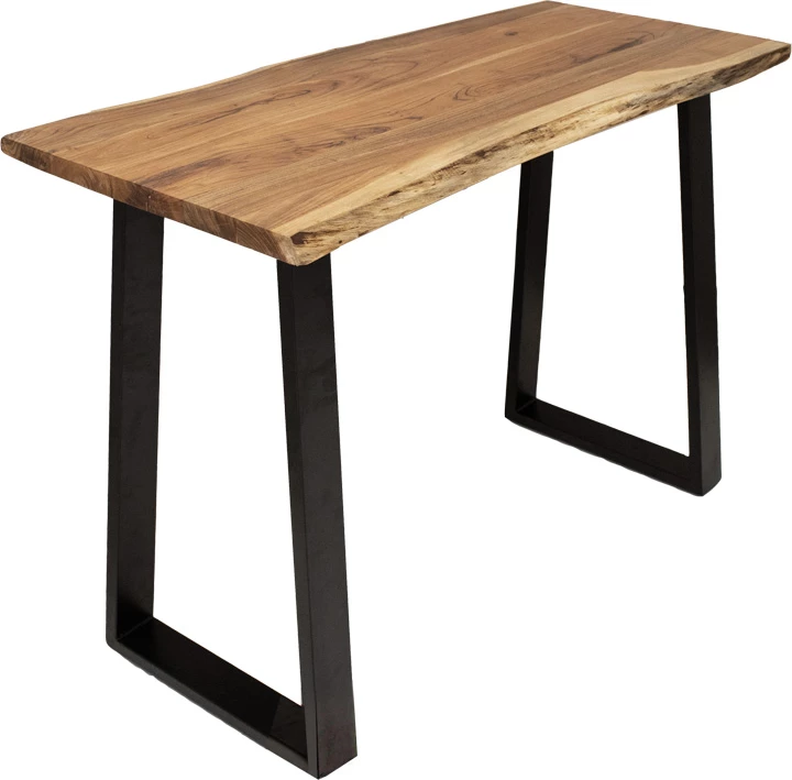 Tavolinë bar Miles dru akacie masiv 3.7-4cm ngjyrë natyrale me këmbë metalike të zeza 120x53x97cm